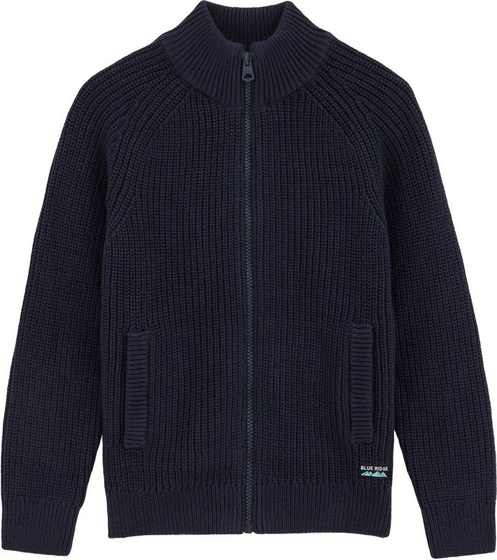 WE Fashion - Gebreid Vest - Marine - Lange Mouw - Ritssluiting