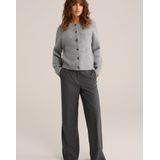 WE Fashion - Wide Leg Broek - Grijs - Met Wol - Krijtstreep