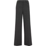 WE Fashion - Wide Leg Broek - Grijs - Met Wol - Krijtstreep