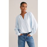 WE Fashion - Top - Lichtblauw - V-hals - Rechte Mouwen