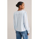 WE Fashion - Top - Lichtblauw - V-hals - Rechte Mouwen