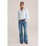 WE Fashion - Top - Lichtblauw - V-hals - Rechte Mouwen