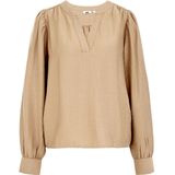 WE Fashion - Blouseshirt - Beige - Lange Mouw - Normale Pasvorm