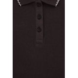 WE Fashion - Shirt - Donkerbruin - Lange Mouw - Polokraag