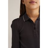 WE Fashion - Shirt - Donkerbruin - Lange Mouw - Polokraag