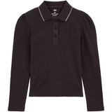 WE Fashion - Shirt - Donkerbruin - Lange Mouw - Polokraag