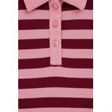 WE Fashion - Poloshirt - Lichtroze/Bourgogne - Lange Mouw - Normale Pasvorm