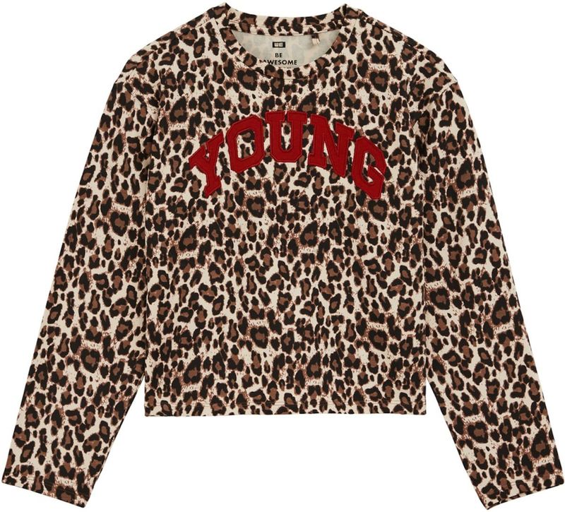 WE Fashion - Shirt - Bruin - Dierenprint - Lange Mouw