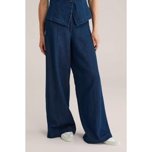 Blue Ridge - Dames wide leg broek - Donkerblauw - High waist - Katoen