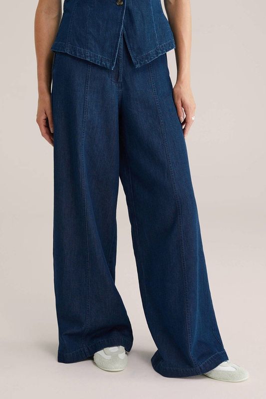 Blue Ridge - Dames wide leg broek - Donkerblauw - High waist - Katoen