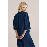 WE Fashion - Blouse - Donkerblauw - Klassieke Blouse - Driekwart Mouw