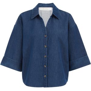 WE Fashion - Poloshirt - Donkerblauw - Ingebreid Patroon