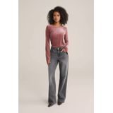 WE Fashion - Velours Top - Oudroze - Lange Mouwen