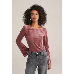 WE Fashion - Velours Top - Oudroze - Lange Mouwen