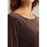 WE Fashion - Shirt - Chocoladebruin - Fluweel/Nicky Velours - Lange Mouw