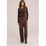 WE Fashion - Shirt - Chocoladebruin - Fluweel/Nicky Velours - Lange Mouw