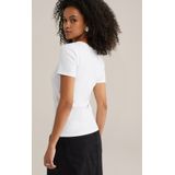 WE Fashion - T-shirt - Wit - Slim Fit - Korte Mouwen