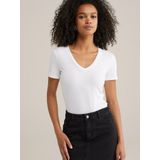 WE Fashion - T-shirt - Wit - Slim Fit - Korte Mouwen