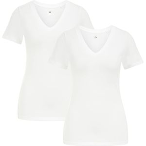 WE Fashion - T-shirt - Wit - Slim Fit - Katoen met Elastaan