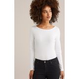 WE Fashion - Shirt - Zwart/Wit - 2 Pack - Lange Mouw - Slanke Pasvorm