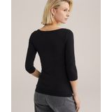 WE Fashion - T-shirt - Zwart - Driekwart Mouwen - Aansluitend