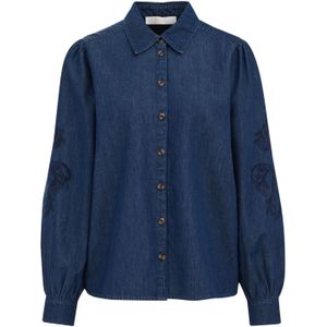 WE Fashion - Denim Blouse - Met Borduursels - Regular Fit
