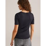 WE Fashion - Shirt - Zwart - Slanke Pasvorm - Kwartmouw