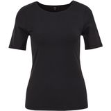 WE Fashion - Shirt - Zwart - Slanke Pasvorm - Kwartmouw