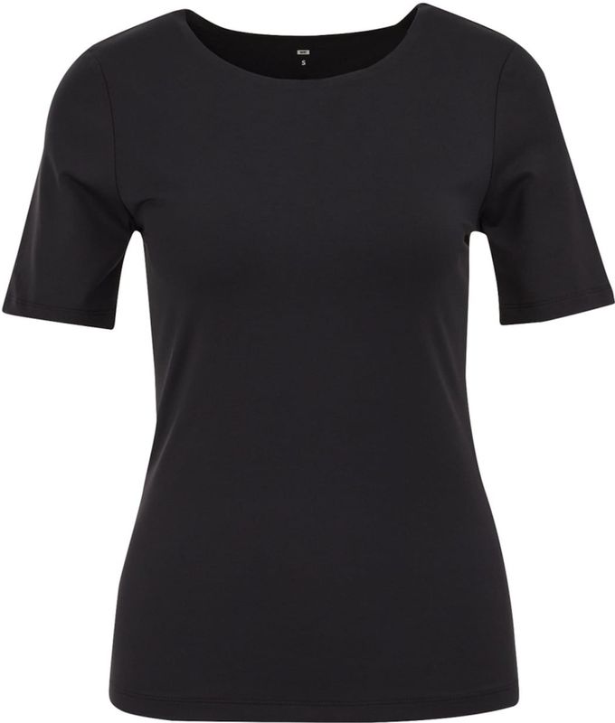 WE Fashion - Shirt - Zwart - Slanke Pasvorm - Kwartmouw