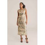 WE Fashion - Midi Jersey Jurk - Goudkleurige Pailletten