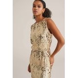 WE Fashion - Midi Jersey Jurk - Goudkleurige Pailletten