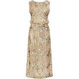 WE Fashion - Midi Jersey Jurk - Goudkleurige Pailletten