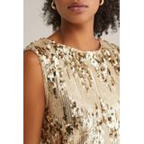 WE Fashion - Midi Jersey Jurk - Goudkleurige Pailletten