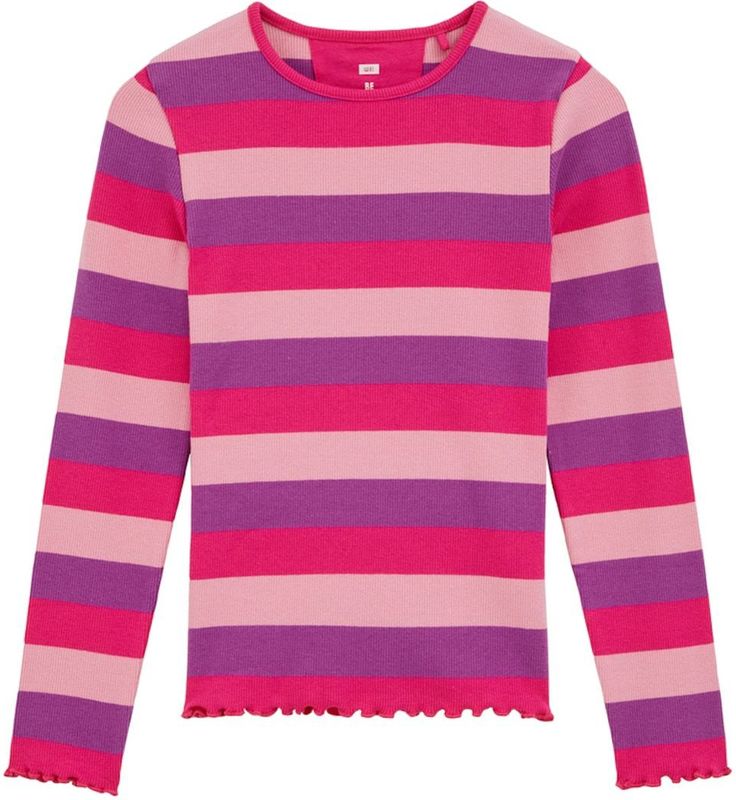 WE Fashion - Geribd T-shirt - Meisjes - Longsleeves