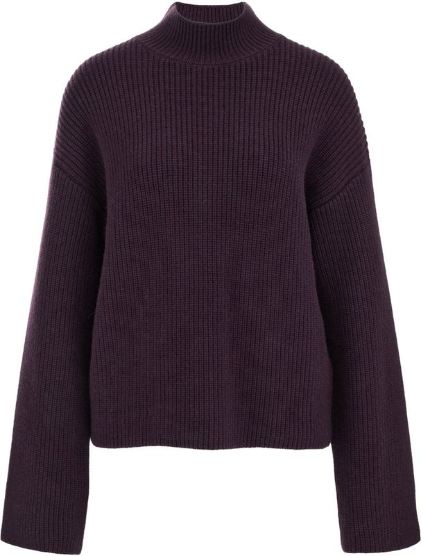 WE Studio - Gebreide Trui - Aubergine - Wolmix - Regular Fit