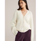 WE Studio - Dames gebreid vest - Gebroken wit - Regular fit