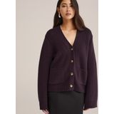 WE Studio - Dames gebreid vest - Aubergine - Regular fit