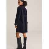 WE Fashion - Corduroy Jurk - Zwart - Lange Mouwen - Korte Lengte