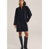 WE Fashion - Corduroy Jurk - Zwart - Lange Mouwen - Korte Lengte