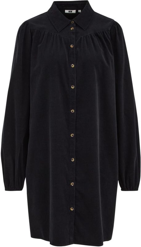 WE Fashion - Corduroy Jurk - Zwart - Lange Mouwen - Korte Lengte