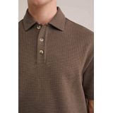 WE Fashion - Loose Polo - Bruin - Korte Mouwen - Wafelstructuur