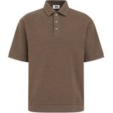 WE Fashion - Loose Polo - Bruin - Korte Mouwen - Wafelstructuur