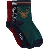 WE Fashion - Huissokken - Donkerblauw Groen Rood - Katoen