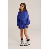 WE Fashion - Overall - Blauw - Knielengte - Normale Pasvorm - Lange Mouw