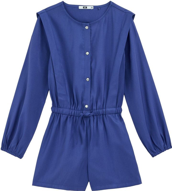 WE Fashion - Overall - Blauw - Knielengte - Normale Pasvorm - Lange Mouw