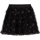 WE Fashion - Strokenrok - Zwart - Met Bloemenborduursels