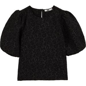 WE Fashion - Blouse - Zwart - Normale Pasvorm - Halve Mouw