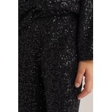 WE Fashion - Straight Fit Broek - Zwart - Met Pailletten