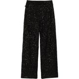 WE Fashion - Straight Fit Broek - Zwart - Met Pailletten