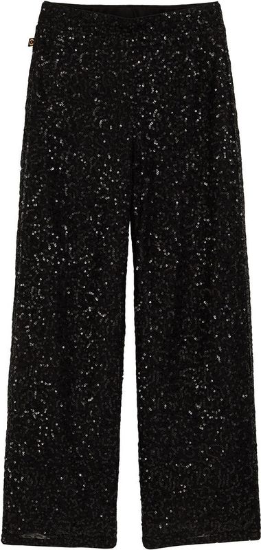 WE Fashion - Straight Fit Broek - Zwart - Met Pailletten